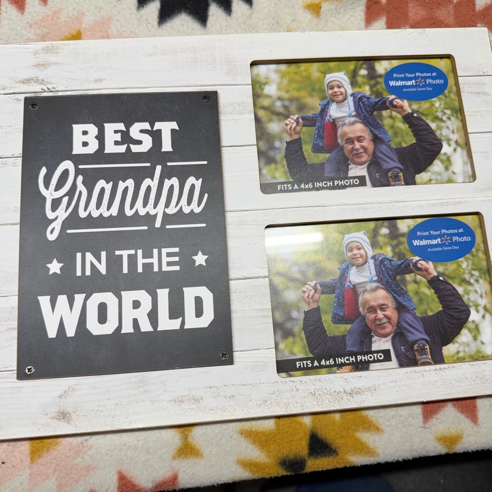 Best Grandpa in the World White & Black Wood Picture Frame